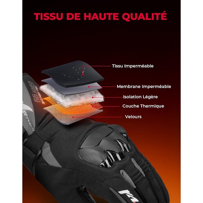 Kemimoto Gants Chauffants Imperméables Taille L - Jusqu'à -78%