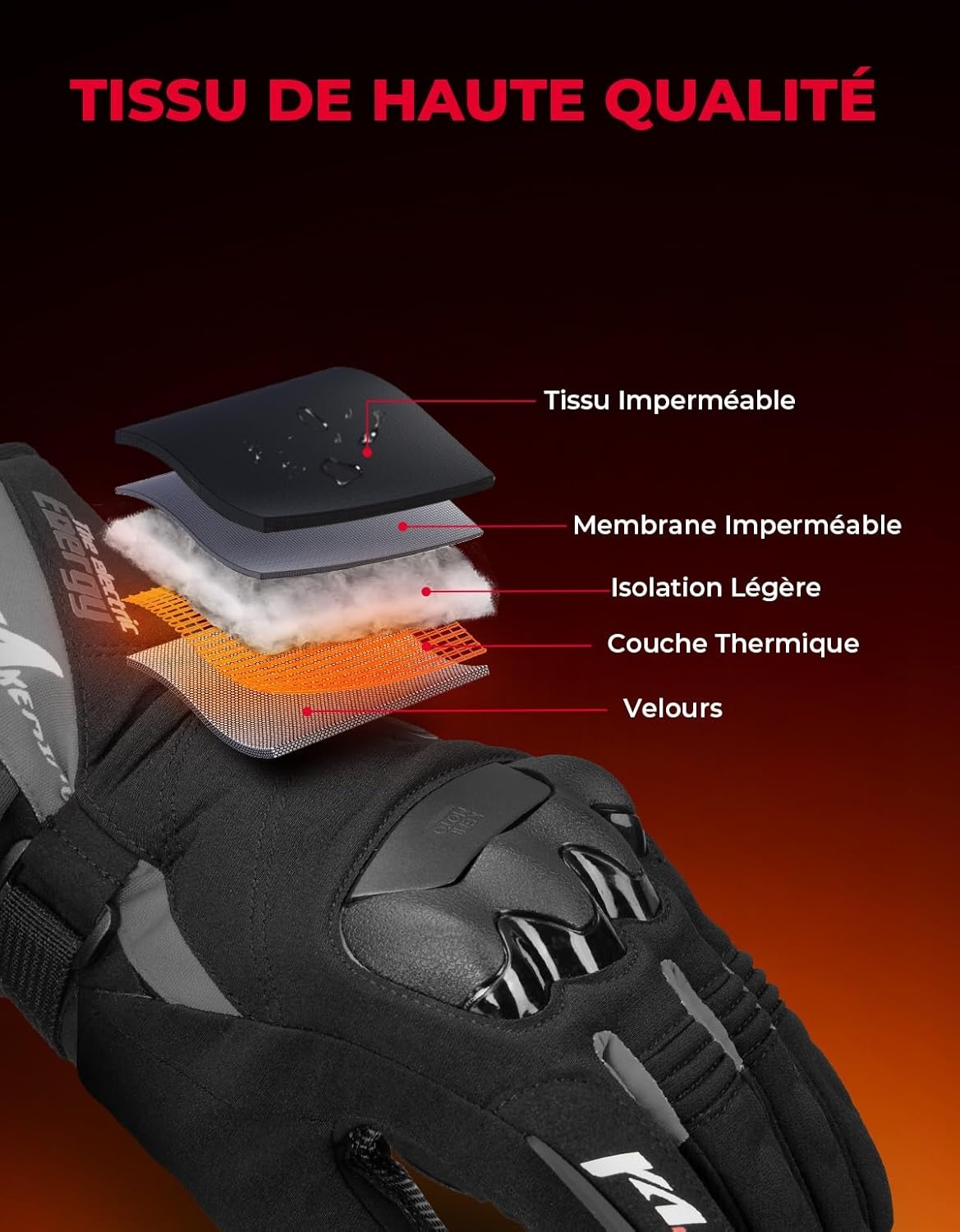 Kemimoto Gants Chauffants Imperméables Taille L - Jusqu'à -78%