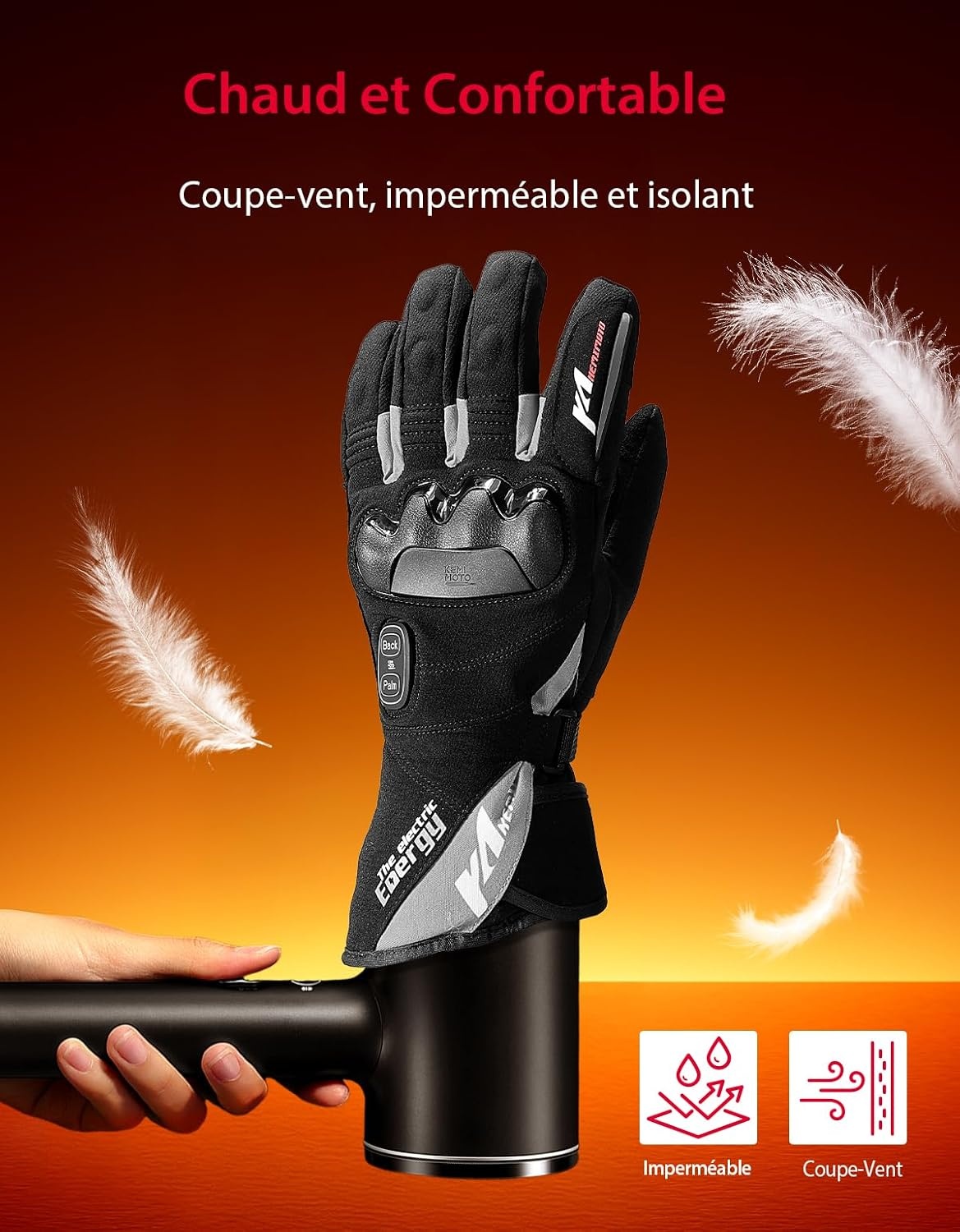 Kemimoto Gants chauffants imperméables taille L - Jusqu'à 78% de réduction