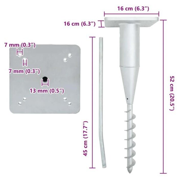 Vidaxl Pied de parasol à enterrer en acier - Jusqu'à -39%