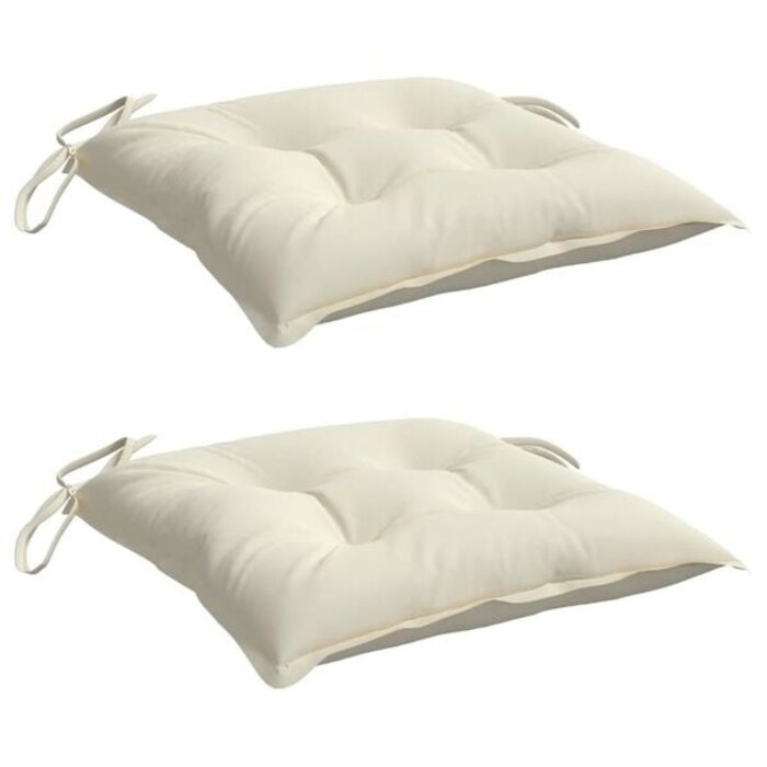 Vidaxl Lot de 2 coussins de chaise 50x50 cm - Blanc crème - Jusqu'à 38% de remise