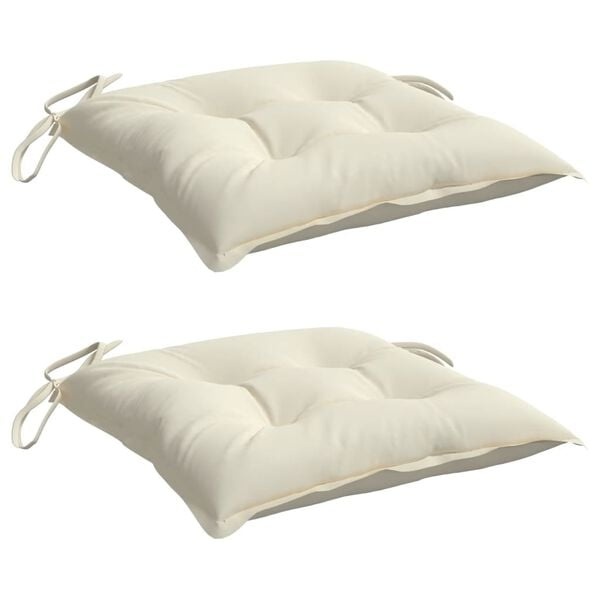 Vidaxl Lot de 2 coussins de chaise 50x50 cm - Blanc crème - Jusqu'à 38% de remise