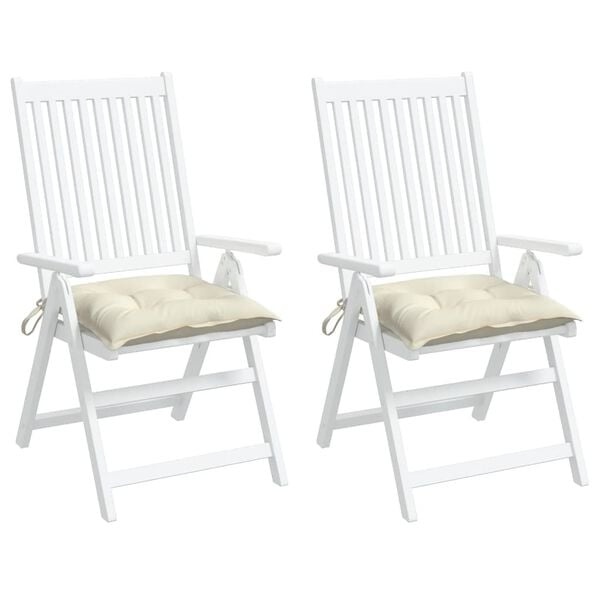Vidaxl Lot de 2 coussins de chaise 50x50 cm - Blanc crème - Jusqu'à 38% de remise