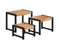 Vidaxl Lot de 3 tables gigognes bois massif style vintage - Jusqu'à -34%