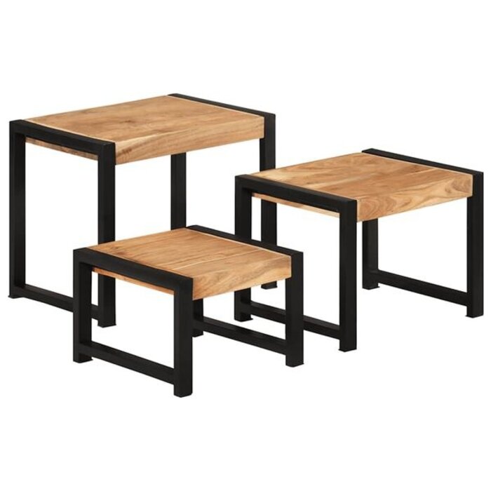 Vidaxl Lot de 3 tables gigognes bois massif style vintage - Jusqu'à -34%