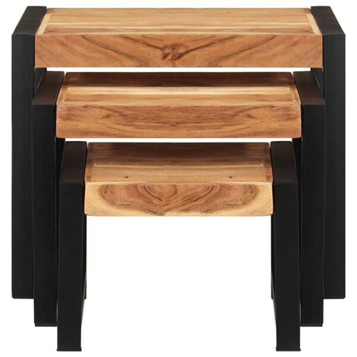 Vidaxl Lot de 3 tables gigognes bois massif style vintage - Jusqu'à -34%