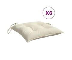 Vidaxl Lot de 6 coussins de chaise 50x50 cm, blanc crème - Jusqu'à -39%