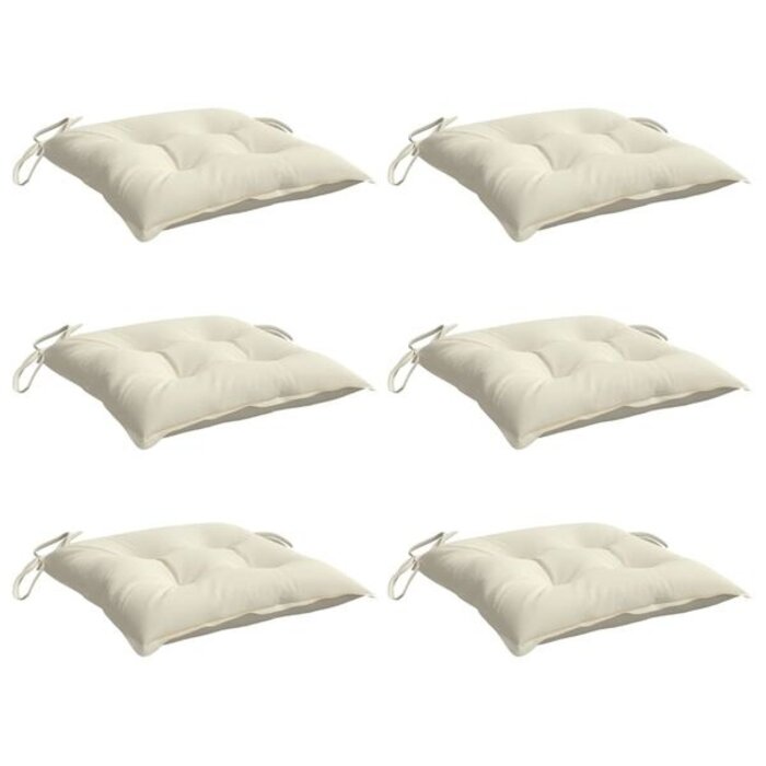 Vidaxl Lot de 6 coussins de chaise 50x50 cm, blanc crème - Jusqu'à -39%