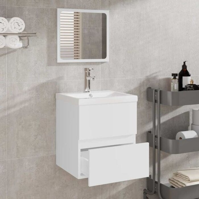 Vidaxl Meuble de salle de bain avec miroir blanc - Jusqu'à -40% sur l'outlet