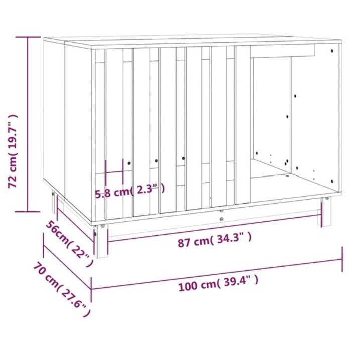 Vidaxl Niche pour chien en bois de pin massif 100x70x72 cm - Jusqu'à -41%