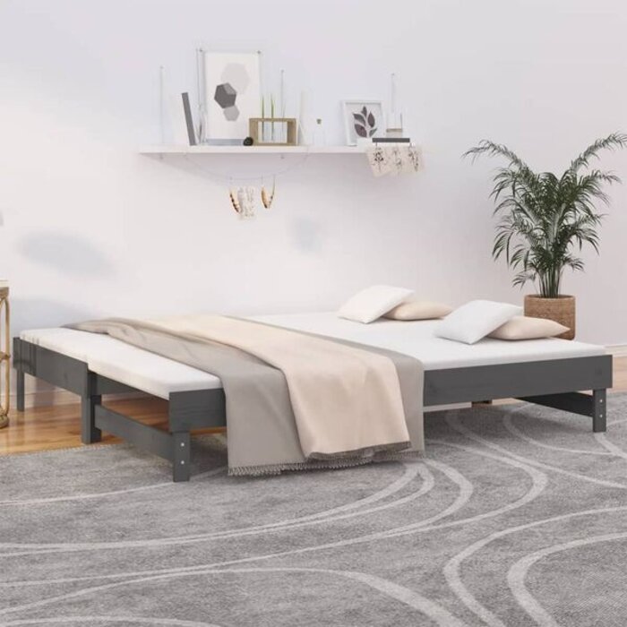 Vidaxl Canapé-lit gigogne en pin massif gris 90x200cm - Jusqu'à -41%