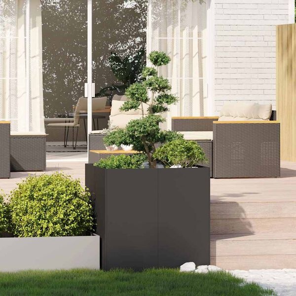 Vidaxl Jardinière carrée en acier noir 80x80x80 cm - Jusqu'à -34%