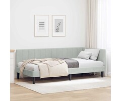 Vidaxl Lit d'angle 90x190 en velours gris - Jusqu'à -35% sur le modèle déballé