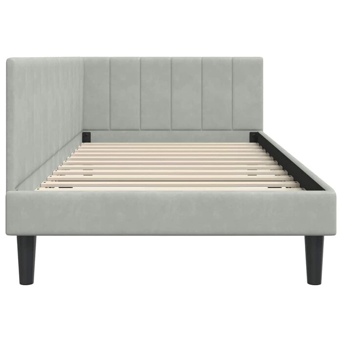Vidaxl Lit d'angle 90x190 en velours gris - Jusqu'à -35% sur le modèle déballé