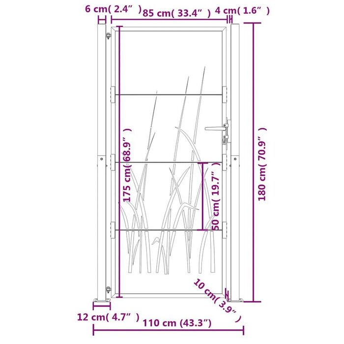 Vidaxl Portillon de jardin design anthracite 105x180cm - Jusqu'à -35% en outlet