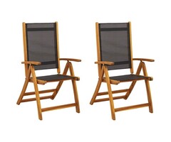 Vidaxl Lot de 2 chaises de jardin pliables en acacia et textilène - Jusqu'à -41%