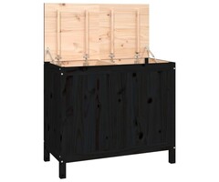 Vidaxl Panier à linge 2 compartiments en bois massif noir - Jusqu'à -34%