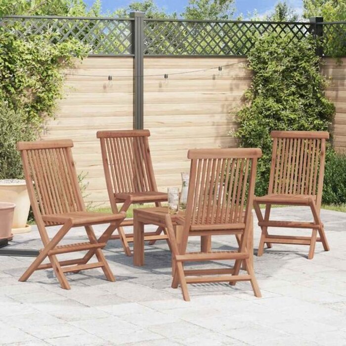 Vidaxl Lot de 4 chaises de jardin pliables en teck massif - Jusqu'à 35% de remise