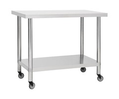 Vidaxl Table de travail inox sur roulettes 100x60cm - Jusqu'à -35% d'économie