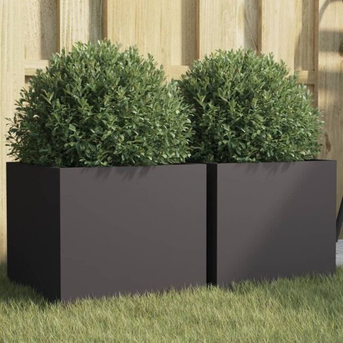 Vidaxl Lot de 2 jardinières en acier noir - 32x30x29 cm - Jusqu'à -35%