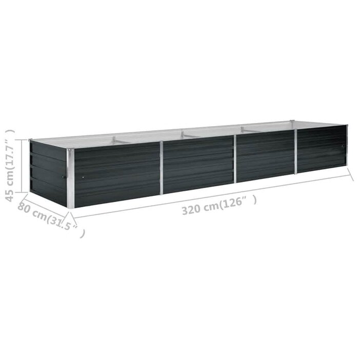 Vidaxl Bac de jardin surélevé XXL 320x80cm - Anthracite - Jusqu'à -40%