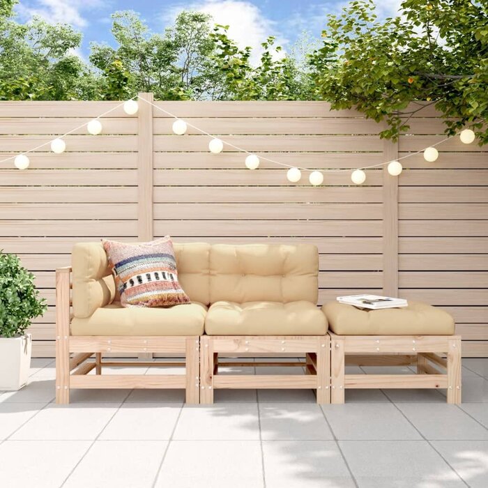 Vidaxl Salon de jardin 3 pièces en bois de pin massif - Jusqu'à 30% de remise