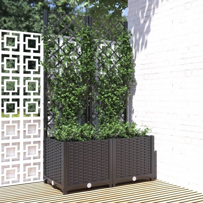 Jardinière avec treillis 80x40x136 cm - Noir - Jusqu'à -40%