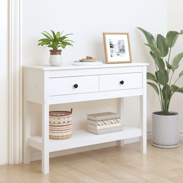 Console d'entrée en bois massif blanc - 100cm - Jusqu'à -41%