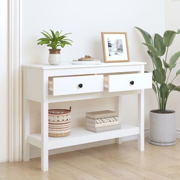Console d'entrée en bois massif blanc - 100cm - Jusqu'à -41%