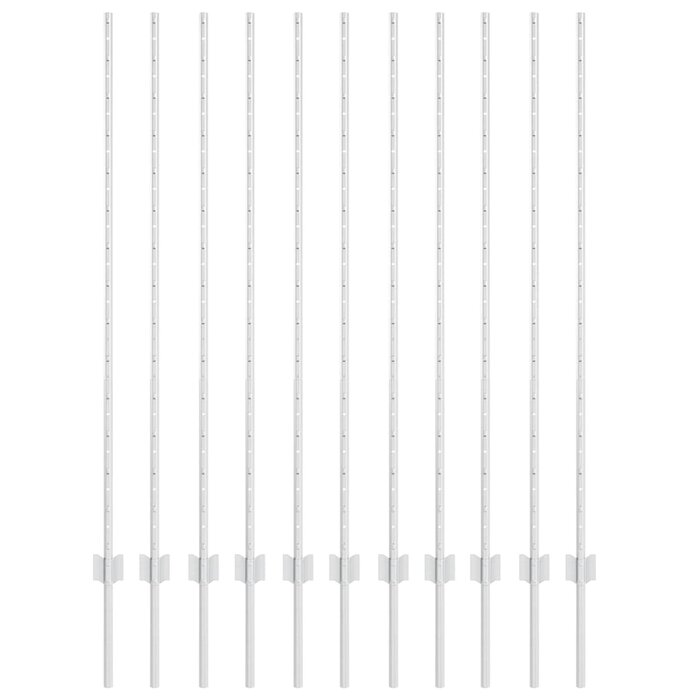 Lot de 11 poteaux de clôture en acier argent 180 cm - Jusqu'à -34%