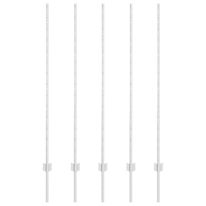 Vidaxl Lot de 5 poteaux de clôture 180 cm, acier argent - Jusqu'à 31% de remise