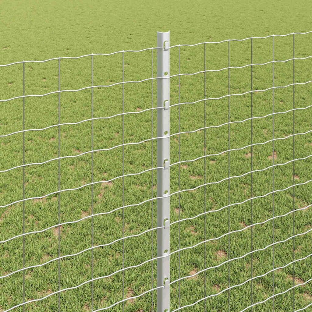 Vidaxl Lot de 5 poteaux de clôture 180 cm, acier argent - Jusqu'à 31% de remise