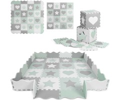 Tapis de jeu puzzle en mousse 150x150cm - Gris/Menthe - Jusqu'à -41%