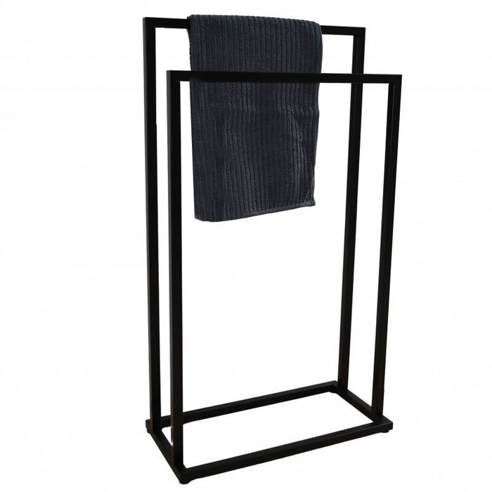 Porte-serviettes sur pied en acier noir - Jusqu'à 38% de remise