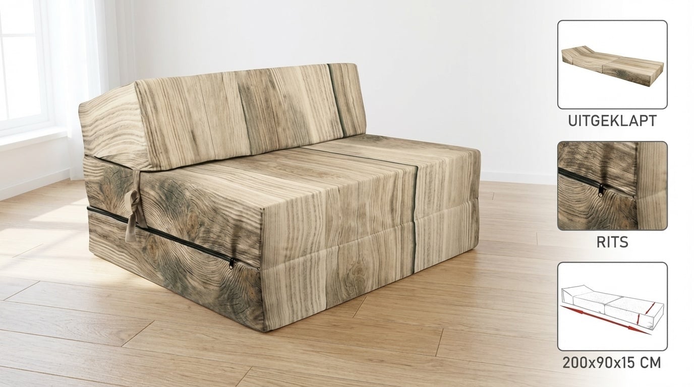 Matelas pliable 200x90x15cm - Motif Bois - Jusqu'à 37% de remise