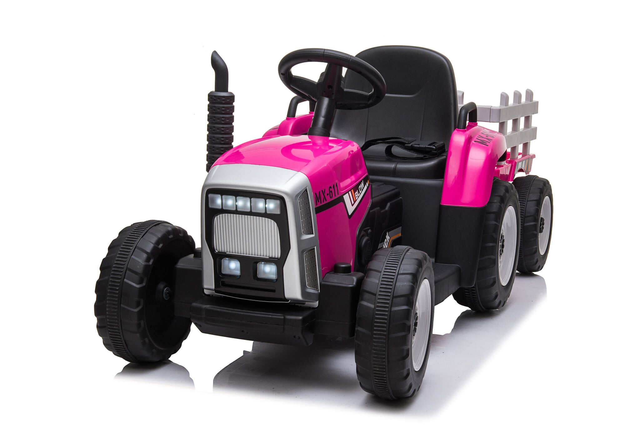Tracteur électrique rose pour enfants avec remorque - Jusqu'à 42% de remise