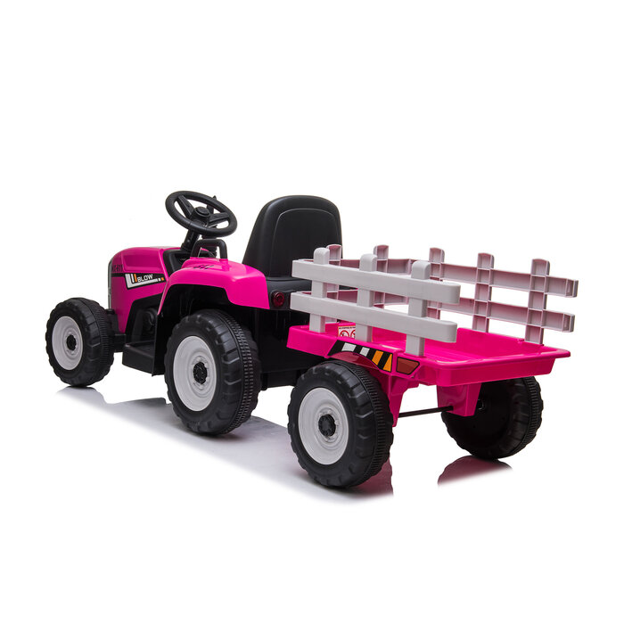 Tracteur électrique rose pour enfants avec remorque - Jusqu'à 42% de remise