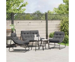 Vidaxl Ensemble salon de jardin acier noir - 3 pièces - Jusqu'à 35% de remise