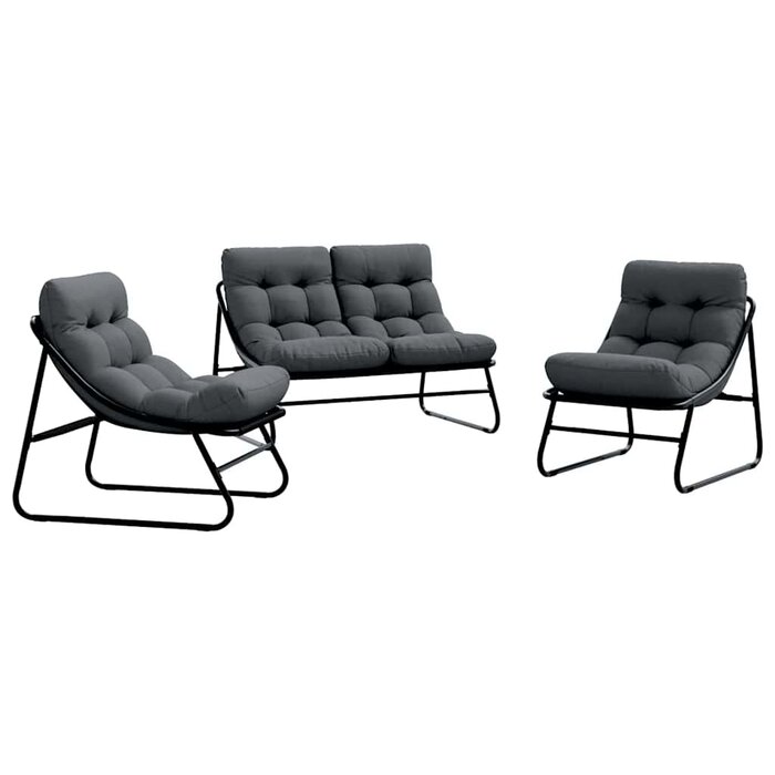 Ensemble salon de jardin acier noir - 3 pièces - Jusqu'à 35% de remise