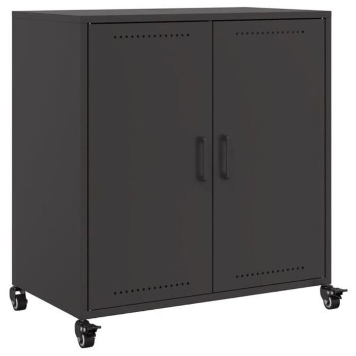 Dressoir industriel acier noir sur roulettes - Jusqu'à -35%