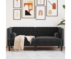 Canapé 2 places Chesterfield en velours noir - Jusqu'à -30% de remise