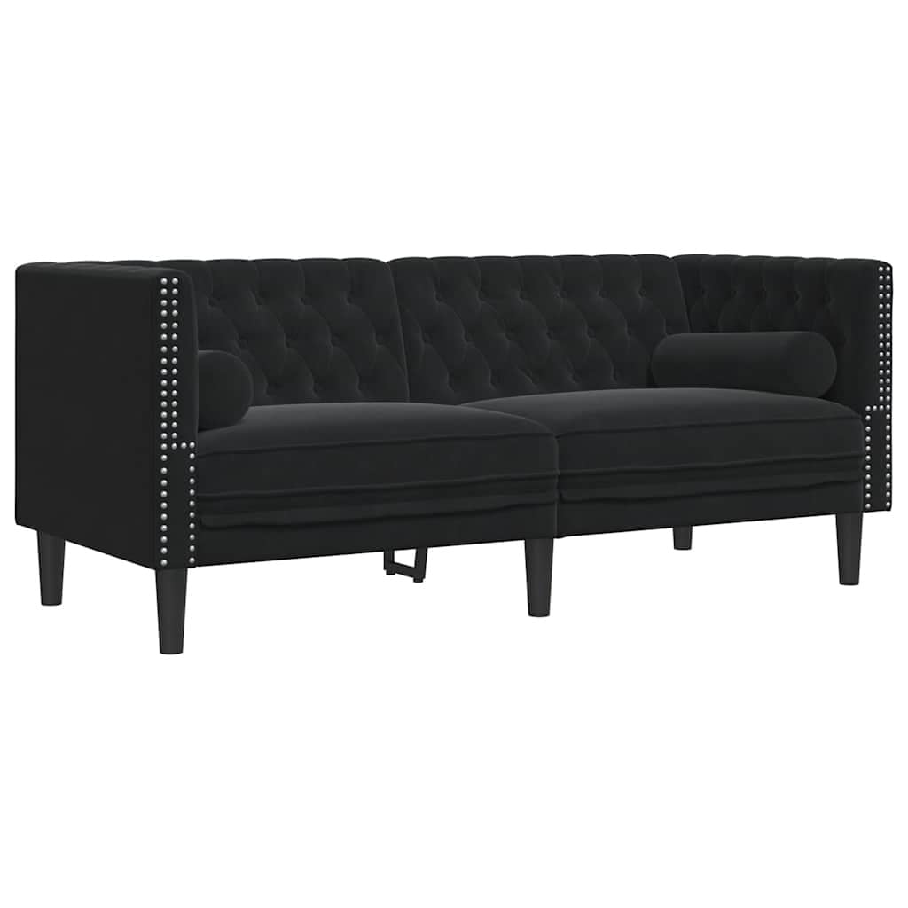Canapé 2 places Chesterfield en velours noir - Jusqu'à -30% de remise