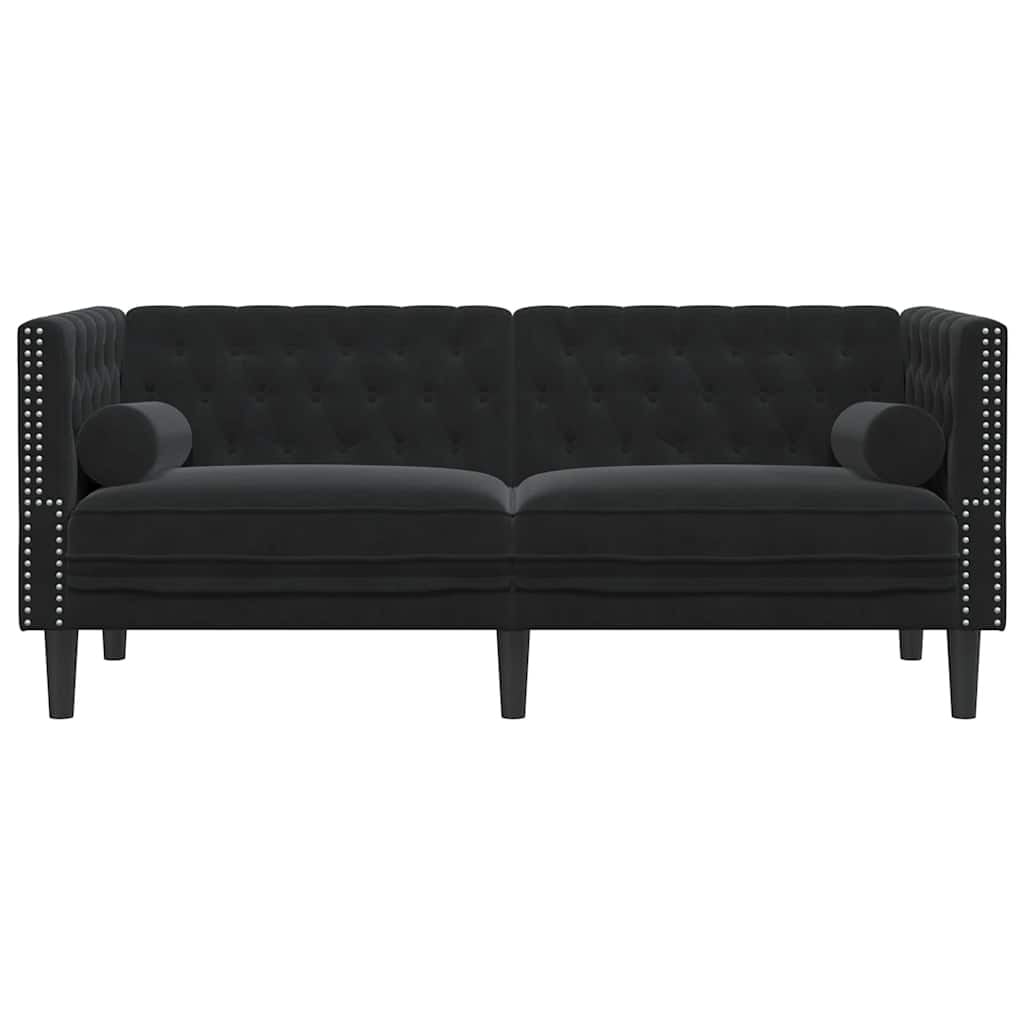 Canapé 2 places Chesterfield en velours noir - Jusqu'à -30% de remise