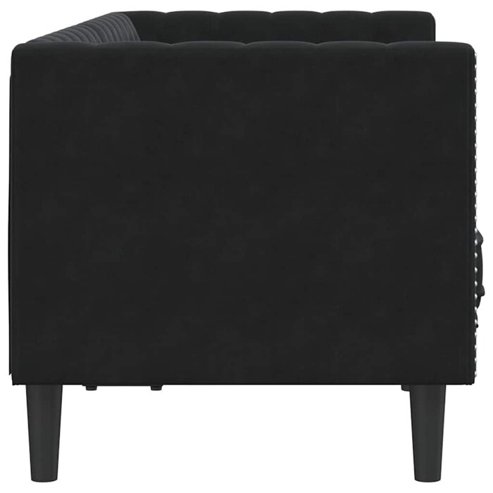 Canapé 2 places Chesterfield en velours noir - Jusqu'à -30% de remise