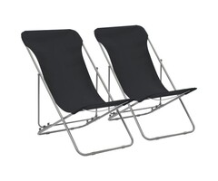 Lot de 2 chaises de plage pliables - Noir - Jusqu'à -32%