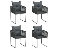 Lot de 4 chaises de jardin rotin noir - Jusqu'à -35%