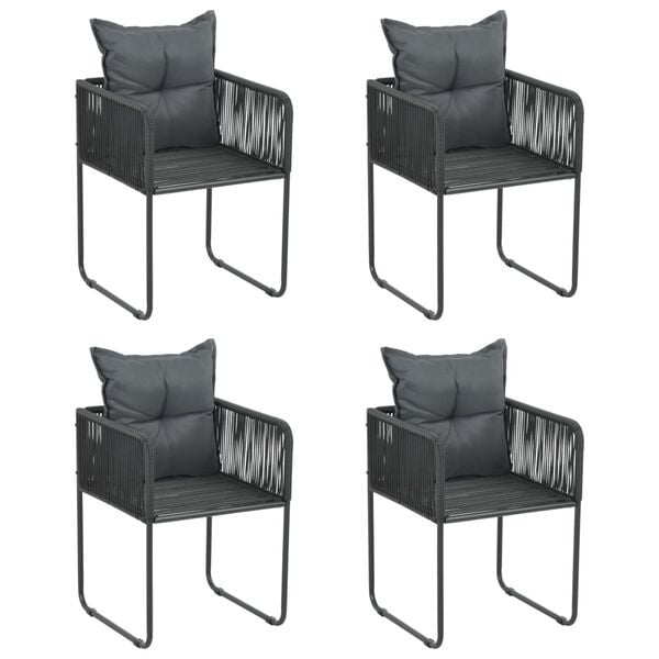 Lot de 4 chaises de jardin rotin noir - Jusqu'à -35%