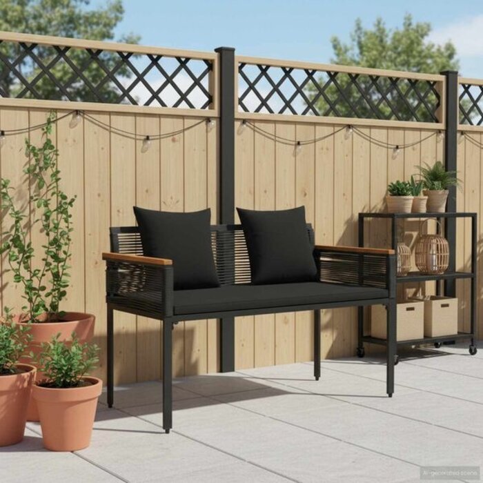 Banc de jardin 2 places en polyrotin noir - Jusqu'à -34%