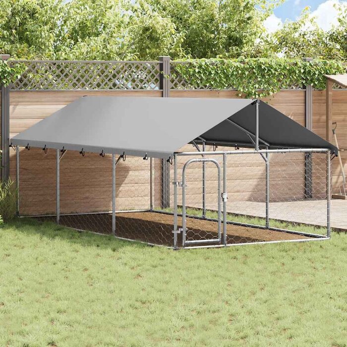 Chenil extérieur pour chien 400x200cm - Acier galvanisé - Jusqu'à -35%