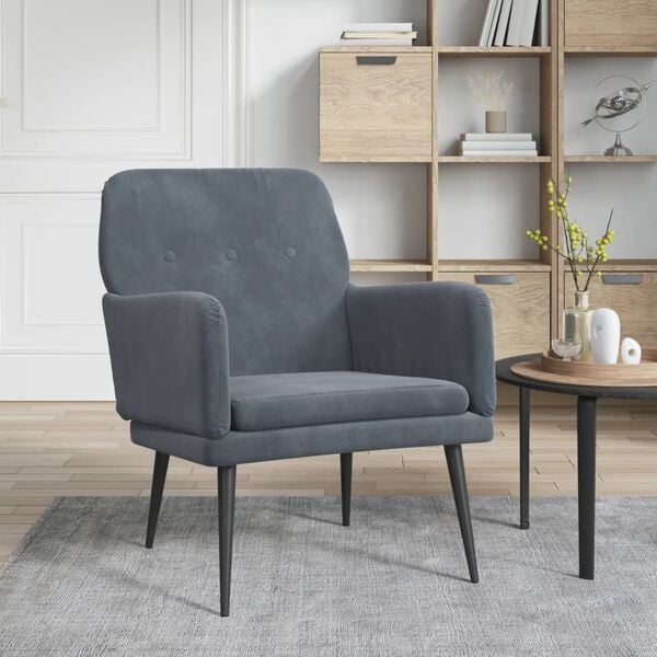 Fauteuil en velours gris foncé - Jusqu'à 34% de remise